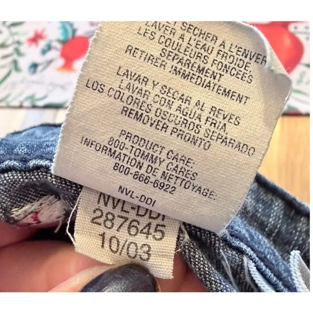 Vtg 03 Y2K Tommy Jeans Flare Leg Cargo Jeans Mid Rise 34 x 30.5 Indie Sleaze Fun